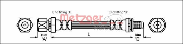 METZGER 4114730 Fékcső, gumifékcső